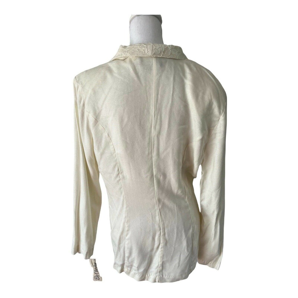 NWT By Choice Off White Single Button Long Lace Lined VTG Blazer Size Large - Picture 2 of 6